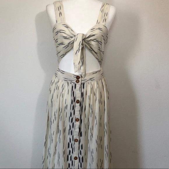 NWT - Free People Caldasi Tie Front Midi Dress - Picture 8 of 14